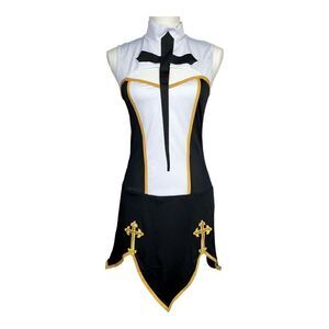 Music Legs Nun Costume Size S/M Black White Halloween Party Cosplay Sexy New